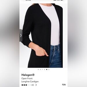 Halogen® Open Front Longline Cardigan XS Black